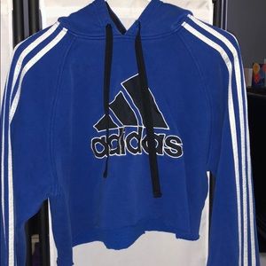 Blue adidas cropped hoodie
